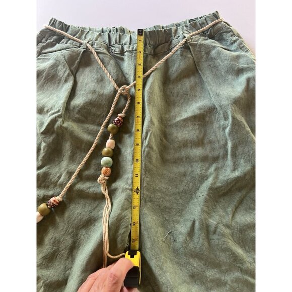 NWT Dr. Collectors P73 flare pleated wild silk and hemp green pants L California - Picture 9 of 12